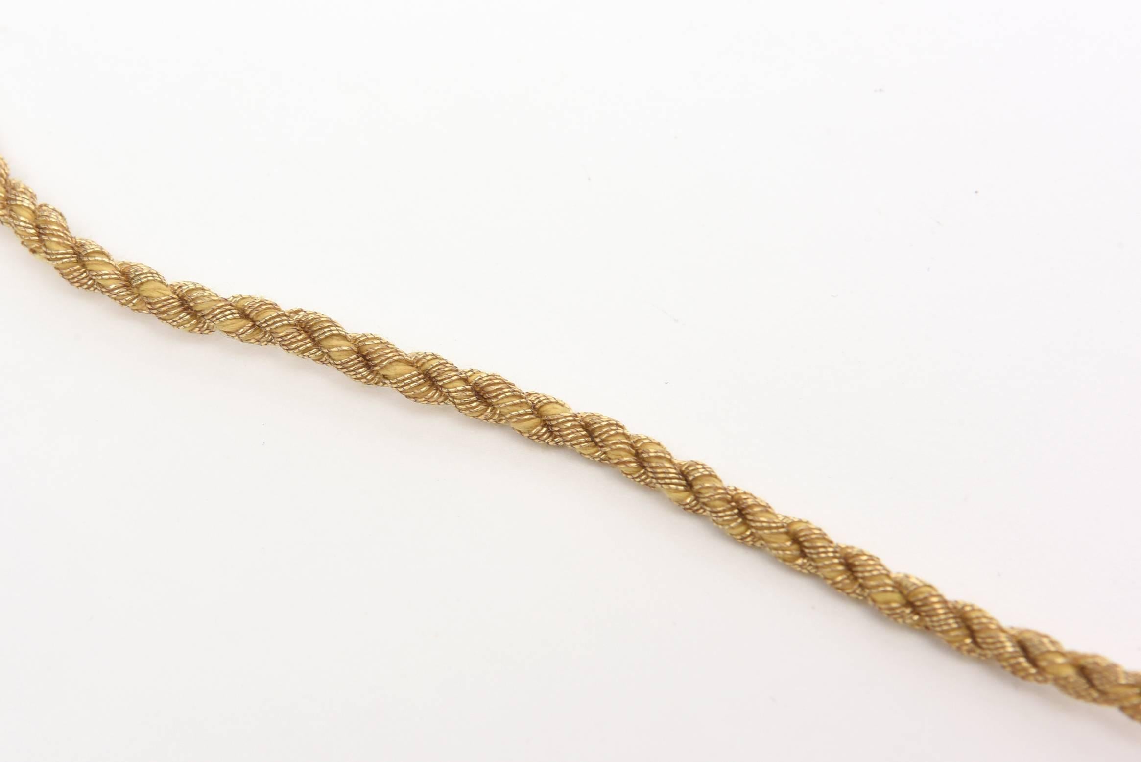 Women's Mary McFadden Bronze and Silk Braided Rope Couture Sculptural Necklace Vintage For Sale