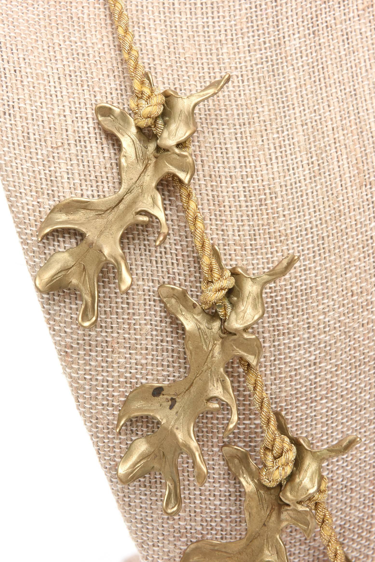 Mary McFadden Collier sculptural de couture vintage en bronze et soie tressée en corde en vente 2
