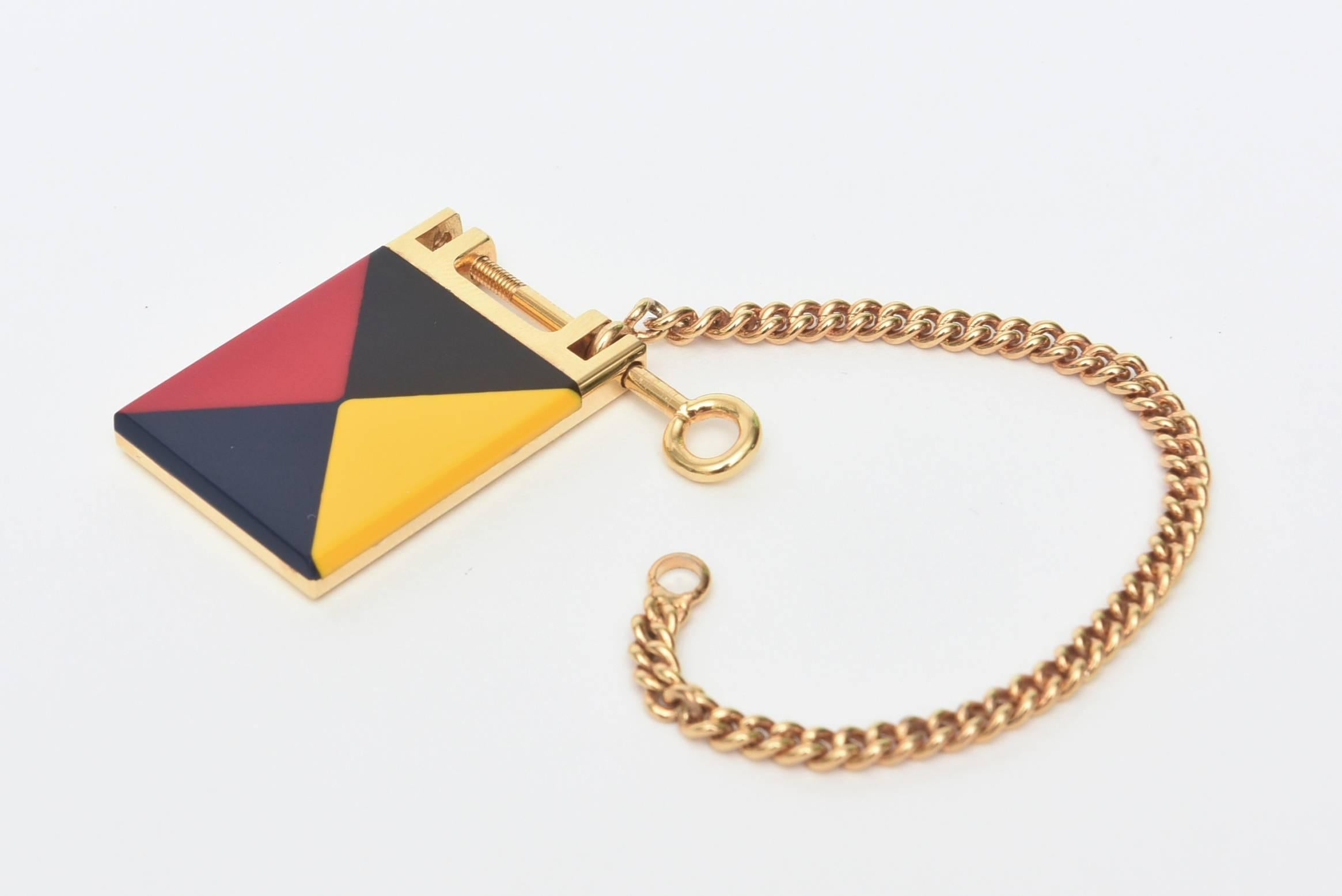 Modern  Gucci Geometric Mondrian Style Key Ring Vintage Italian