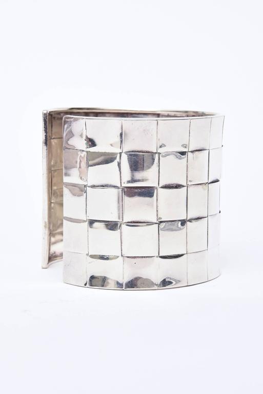Sterling Silver Basket Weave Cuff Bracelet For Sale at 1stdibs