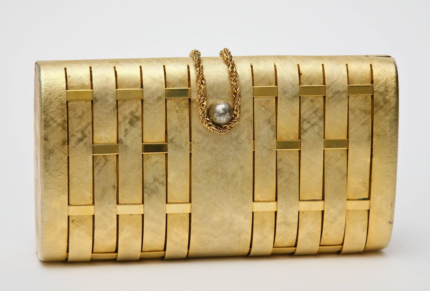 Stunning French Structured Gold Evening Clutch/ SATURDAY SALE For Sale at 1stdibs
