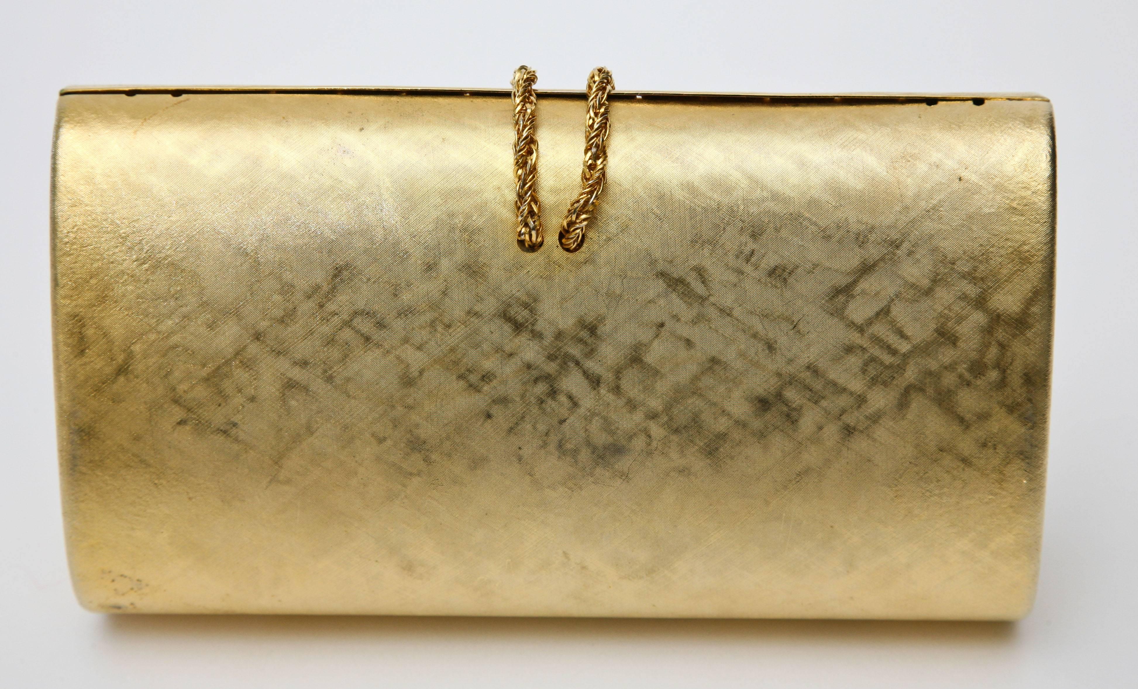  Gold Structured Evening Clutch French Vintage 3