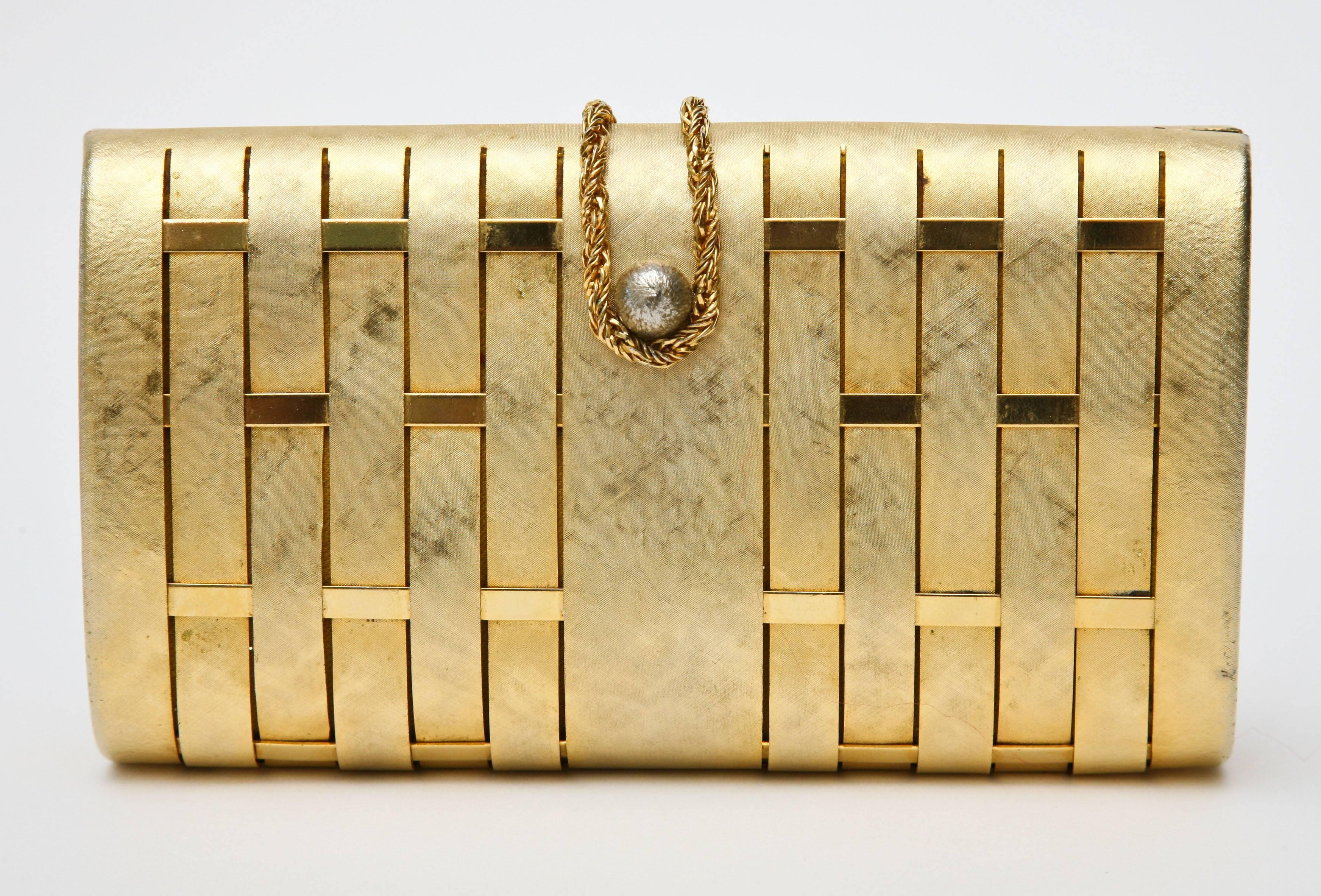  Gold Structured Evening Clutch French Vintage 1