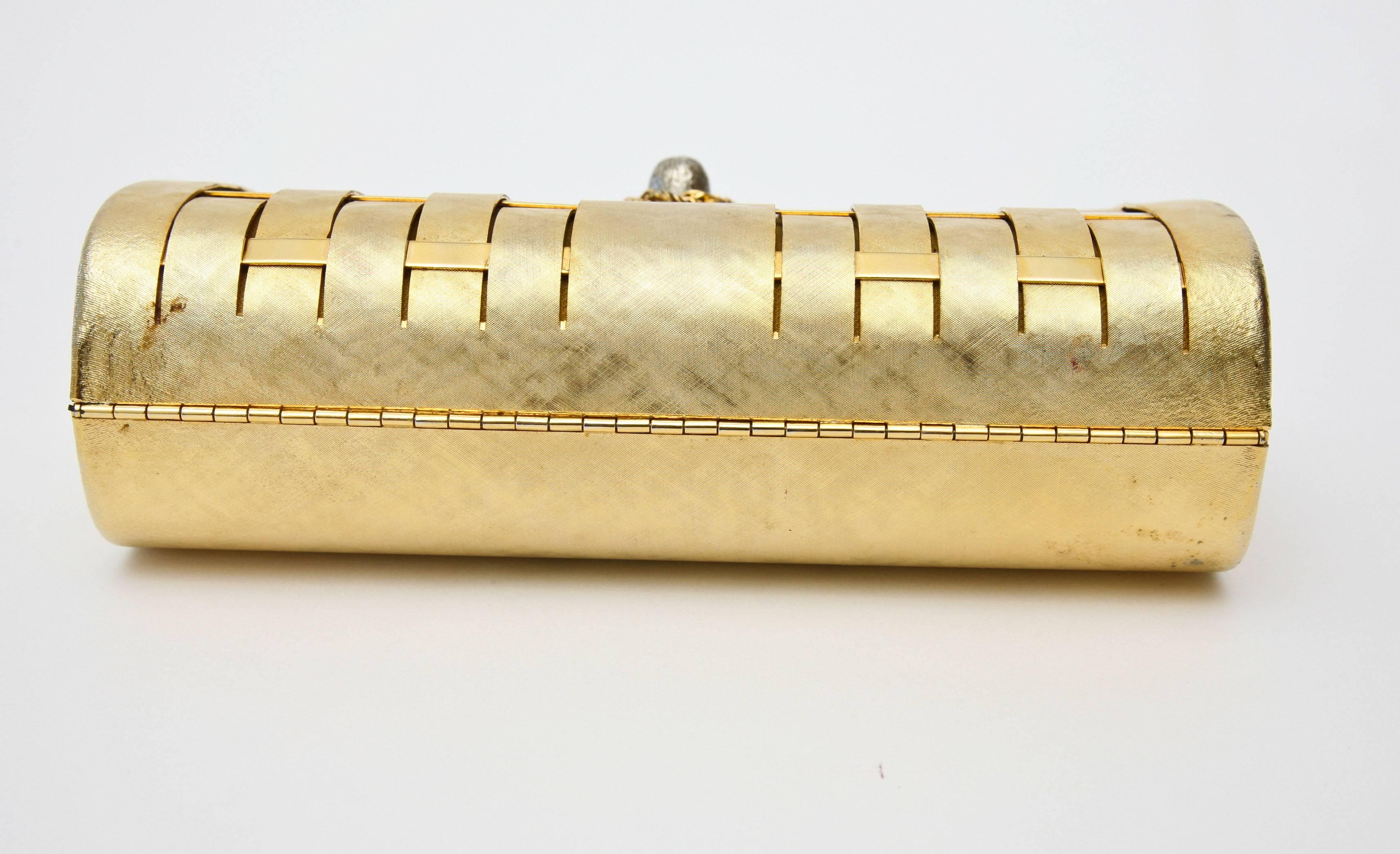  Gold Structured Evening Clutch French Vintage 4