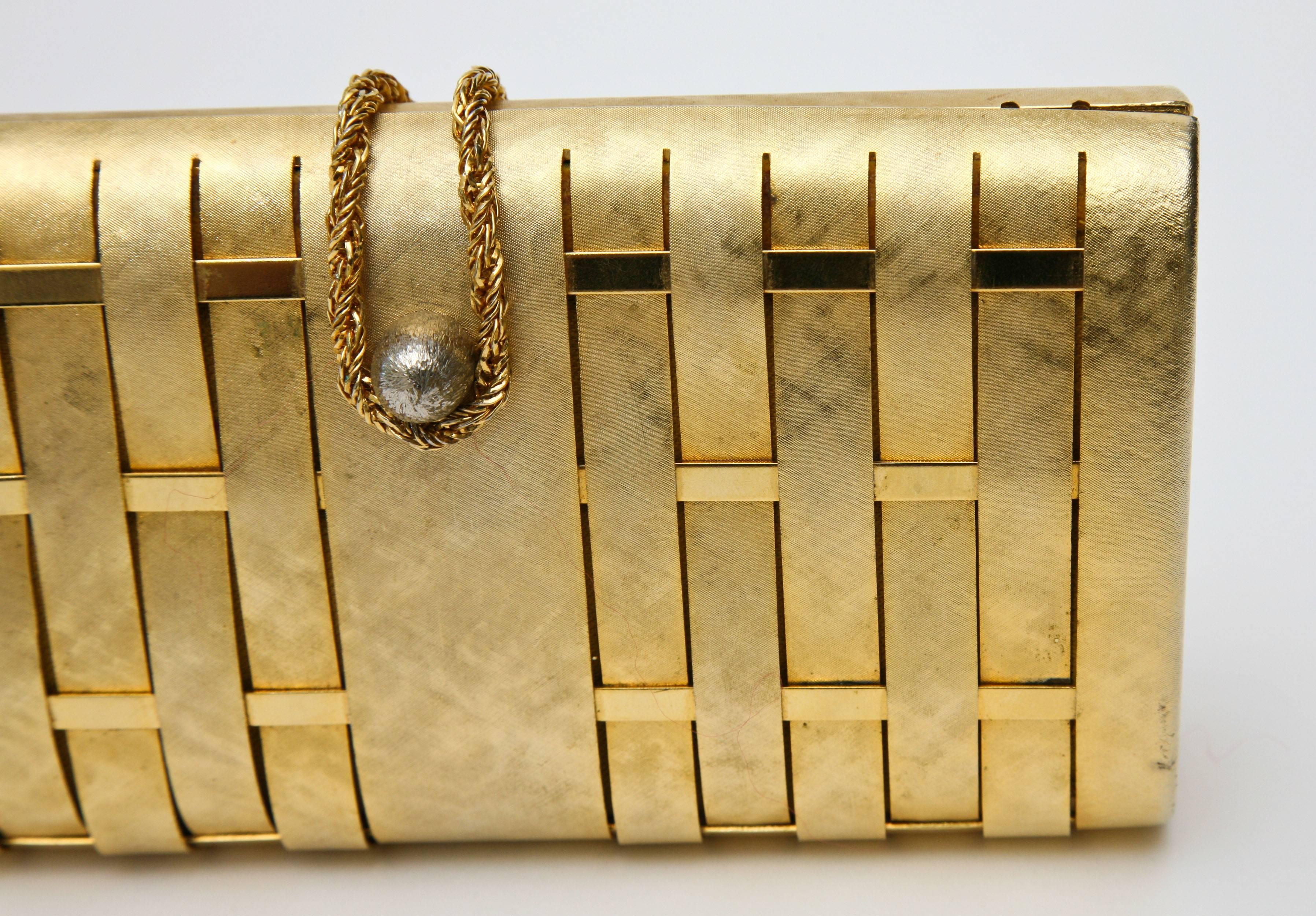  Gold Structured Evening Clutch French Vintage 2
