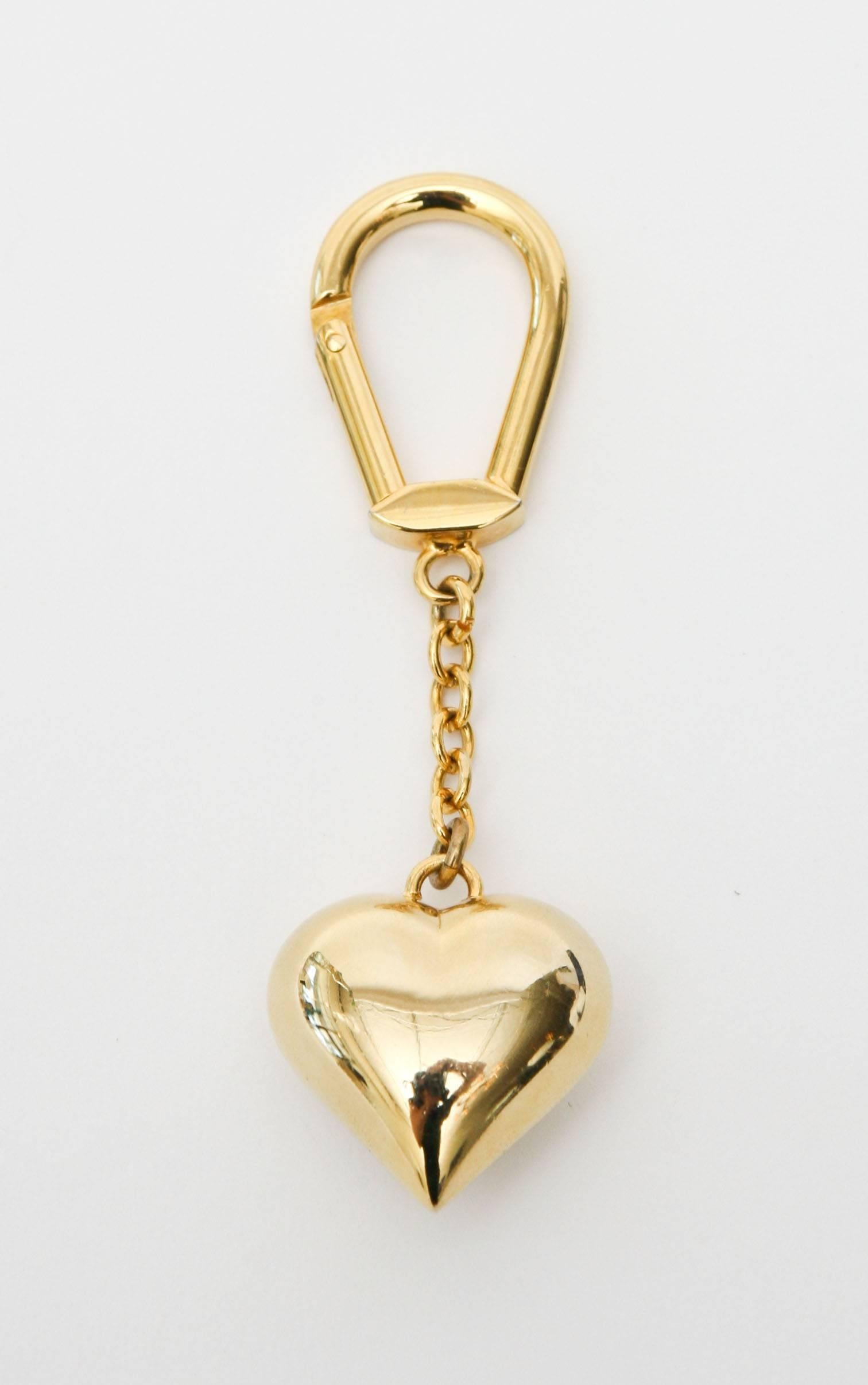 Gold Plated Signed Judith Leiber Heart Key Chain 2