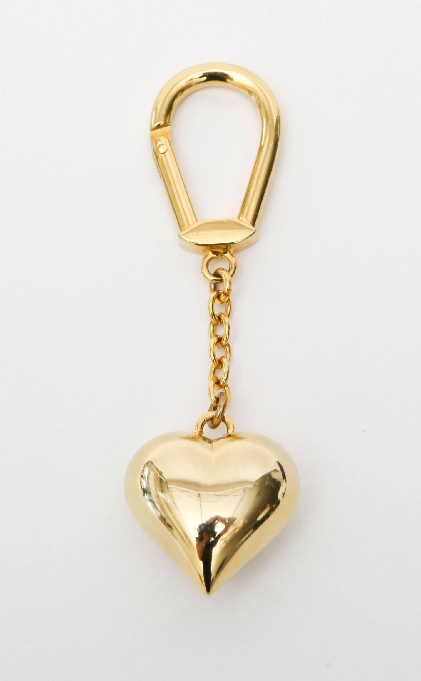 Gold Plated Signed Judith Leiber Heart Key Chain 3