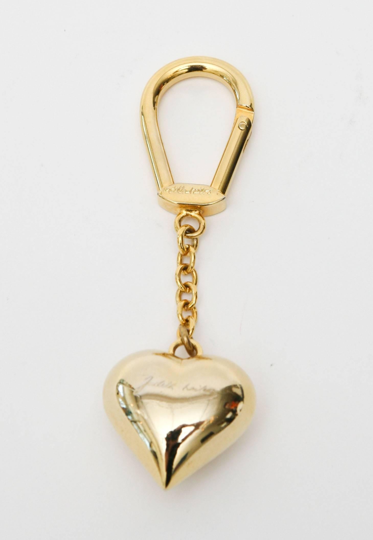 Gold Plated Signed Judith Leiber Heart Key Chain at 1stDibs | judith ...