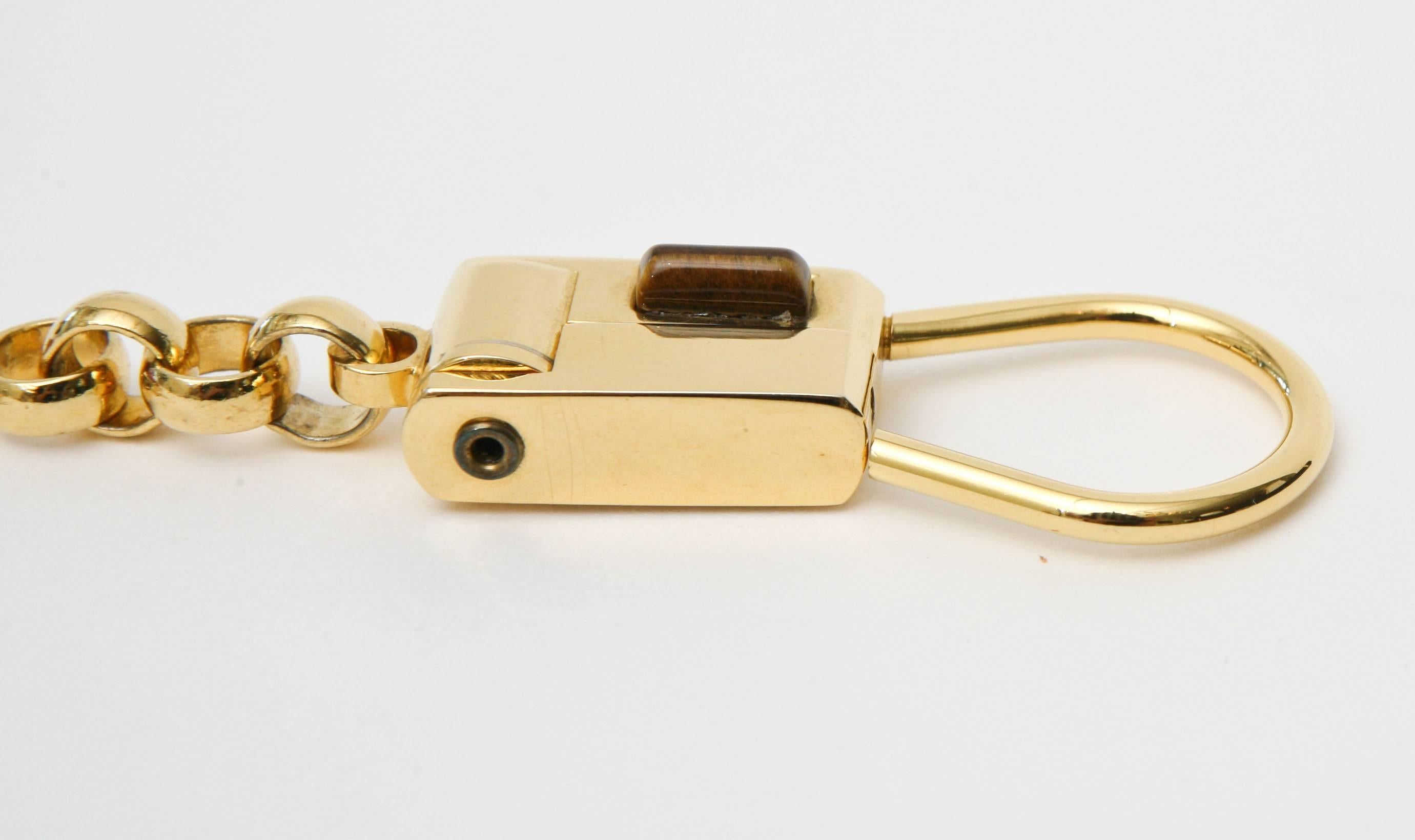 Judith Leiber Gold Plated Tiger's Eye and Carnelian Agate Key Chain 6