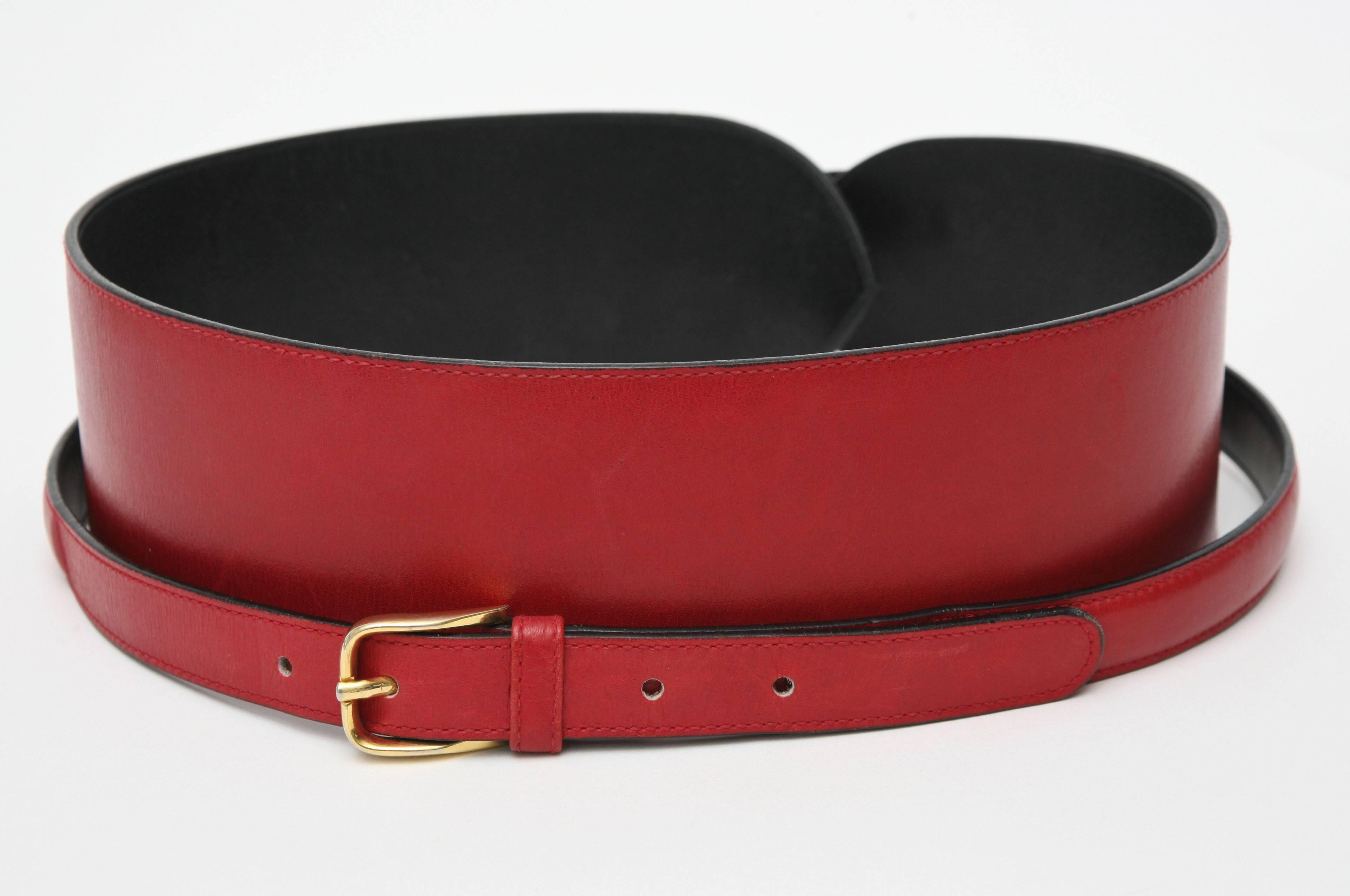 Brown Red Leather Gucci Wide Waist Belt SATURDAY SALE