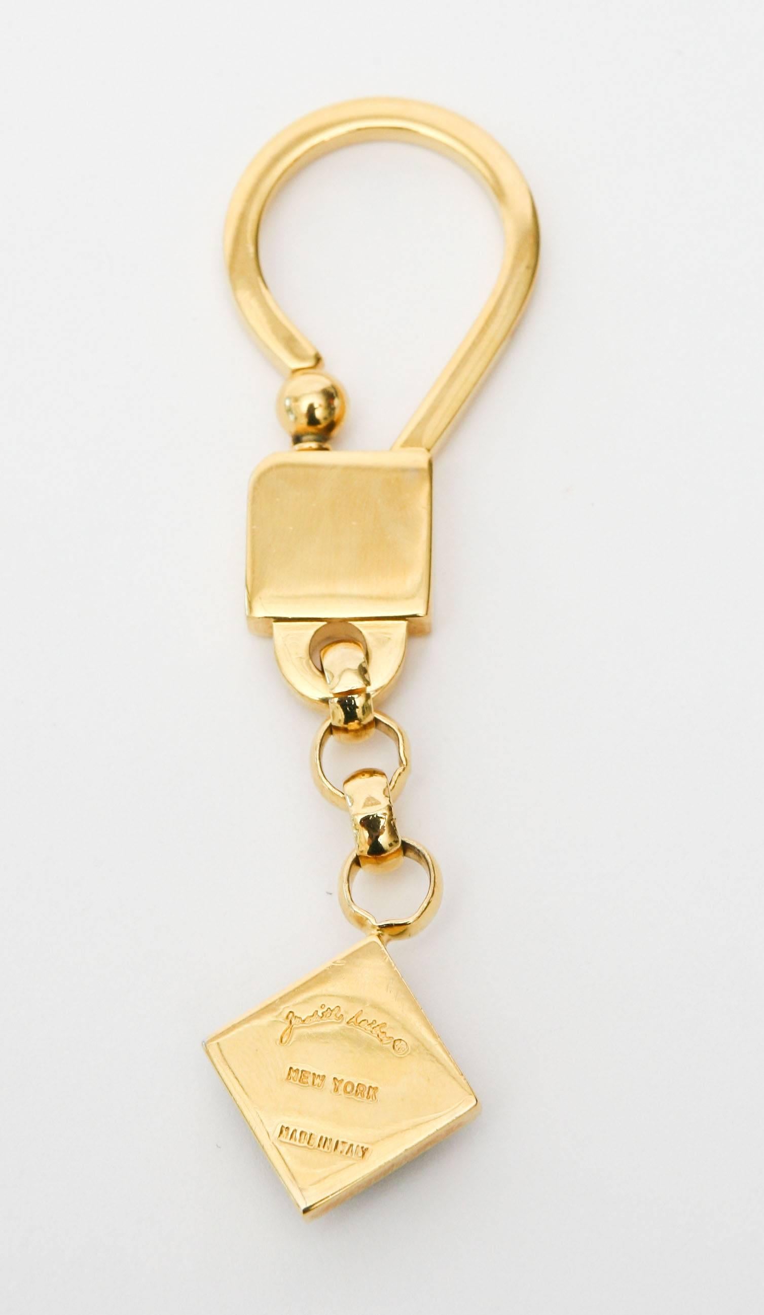 Judith Leiber TigersEye and Gold Plated Key Chain  3