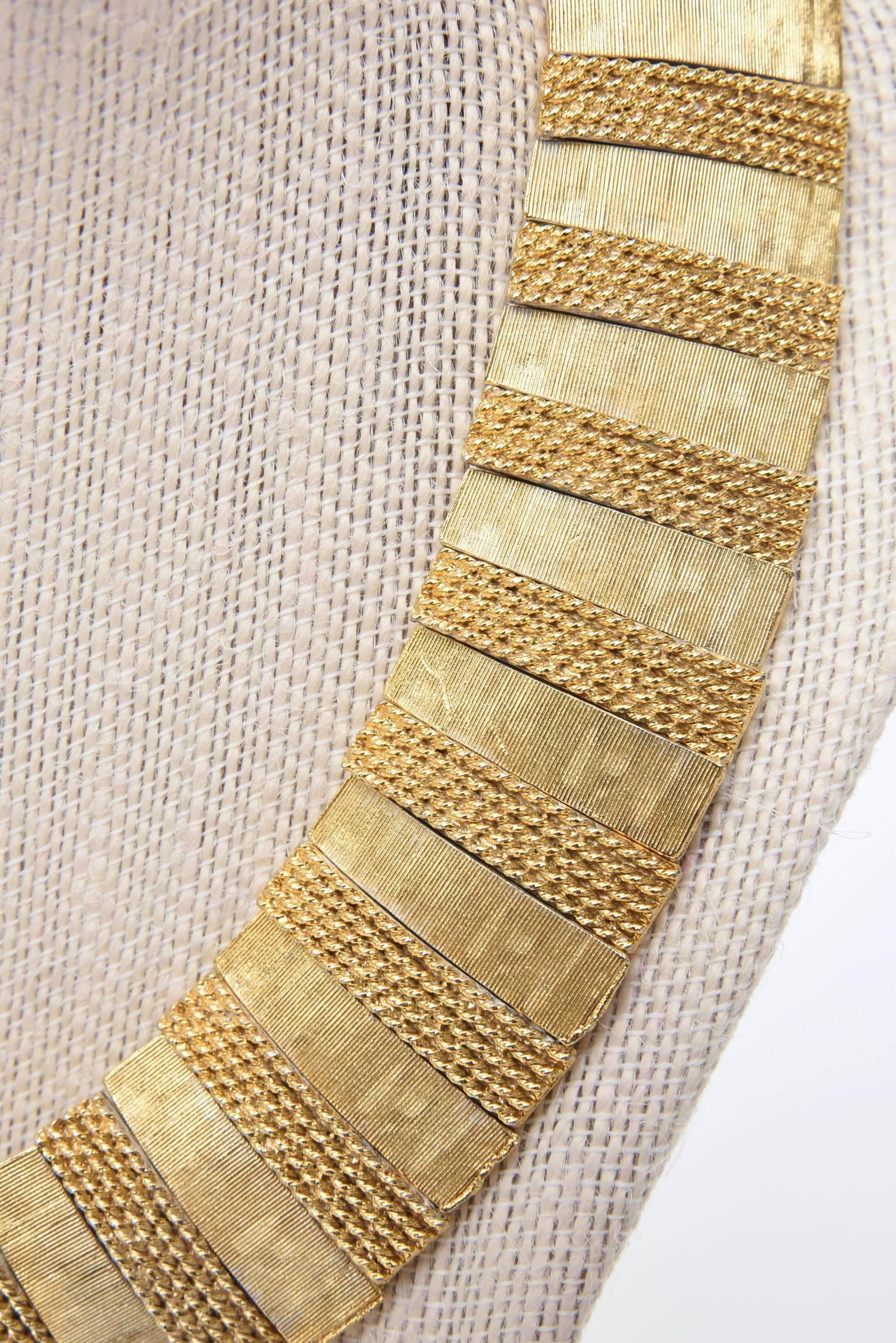 Collier réticulé texturé vintage avec collier en plaqué or en vente 5