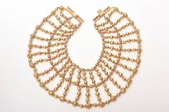 Vintage Napier Cleopatra Style Gilded Metal Beaded Collar Necklace