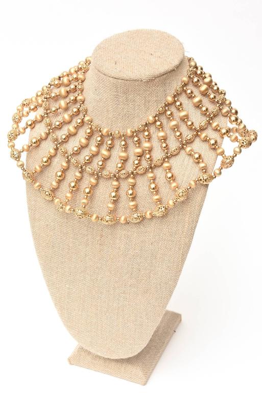 Vintage Trifari Golden Egyptian Snake Serpent Flexible Wrap  VTG 80s Egyptian Revival Snake Cleopatra Choker Necklace Gold/Leather Rhinestone main image 1