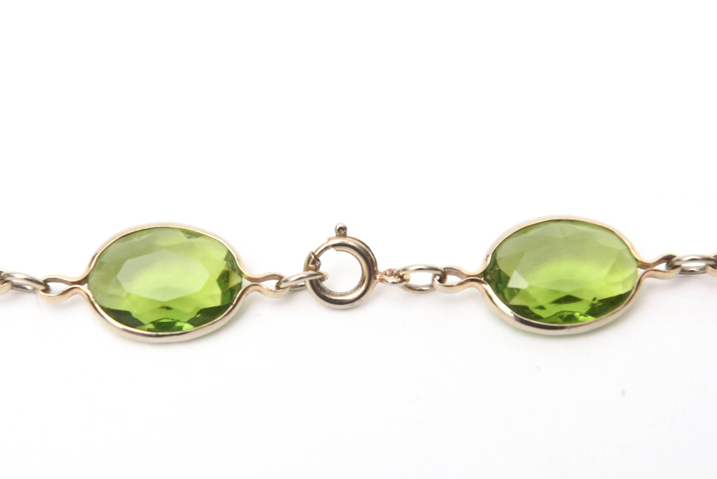 Strand of Chartreuse Glass Chain Necklace  1