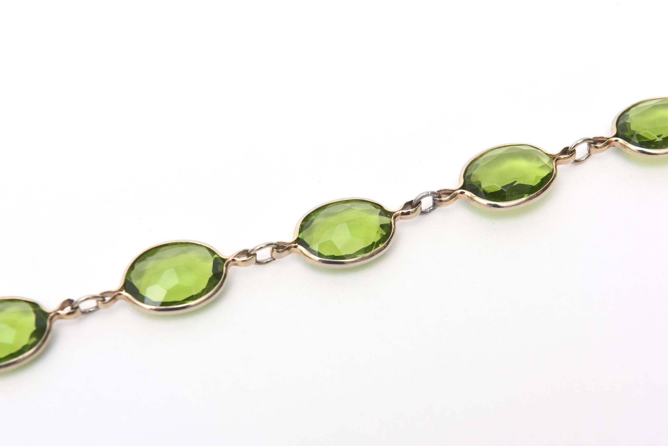Women's Strand of Chartreuse Glass Chain Necklace 