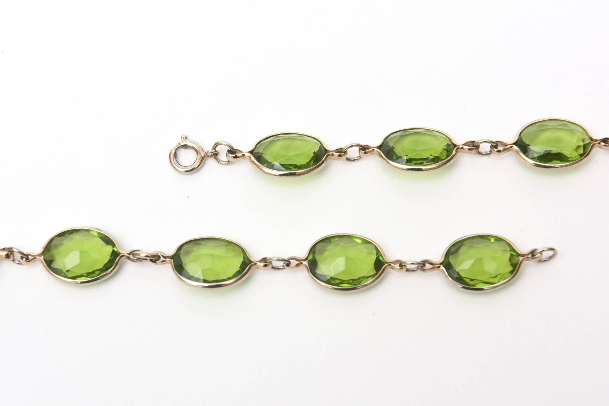 Strand of Chartreuse Glass Chain Necklace  2