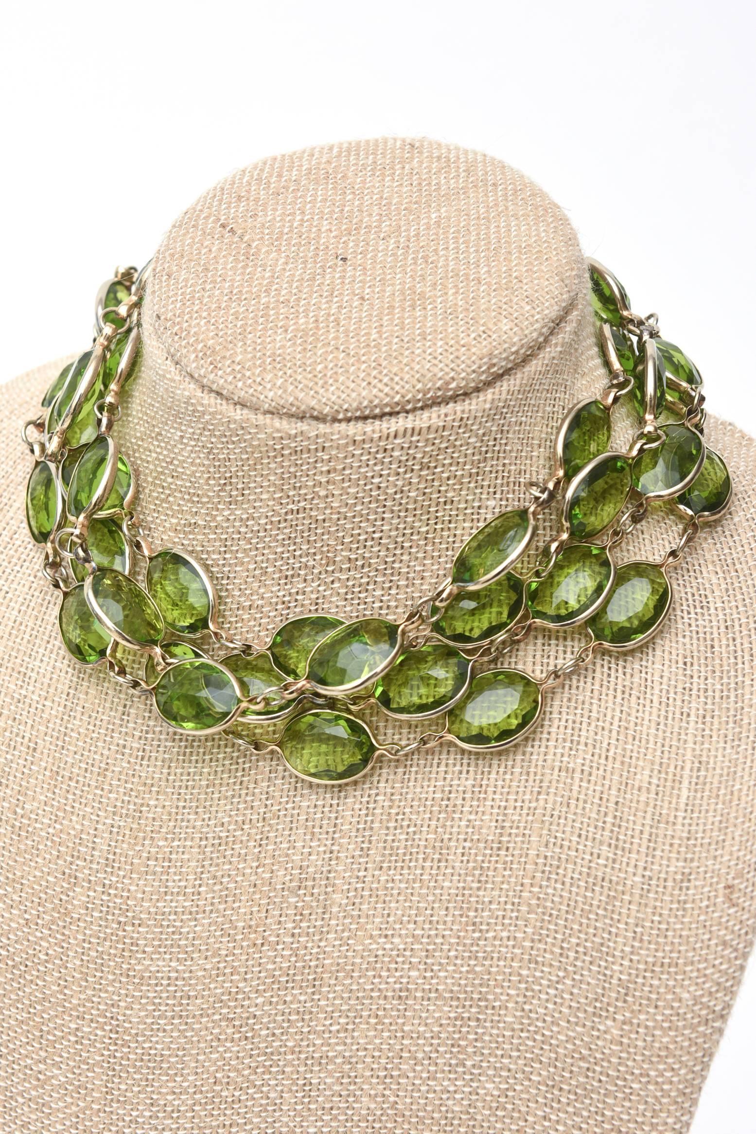 Strand of Chartreuse Glass Chain Necklace  3