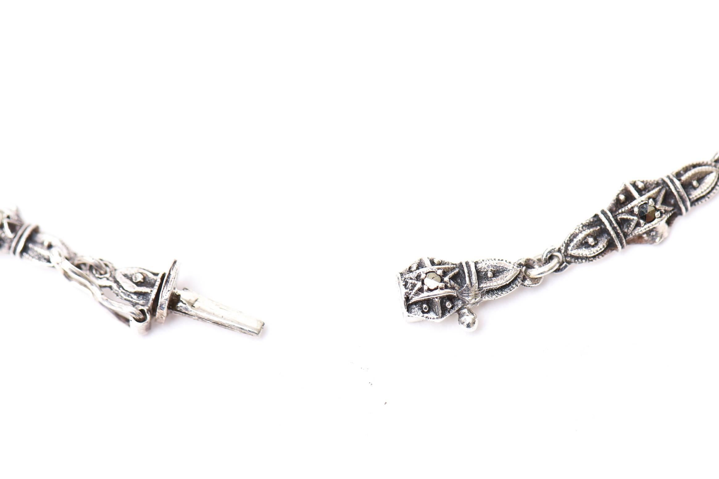 Halskette aus Sterlingsilber, Hämatit und Marcasite im Art déco-Stil im Angebot 2