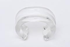 Judith Hendler Vintage Lucite Clear and White Cuff Bracelet