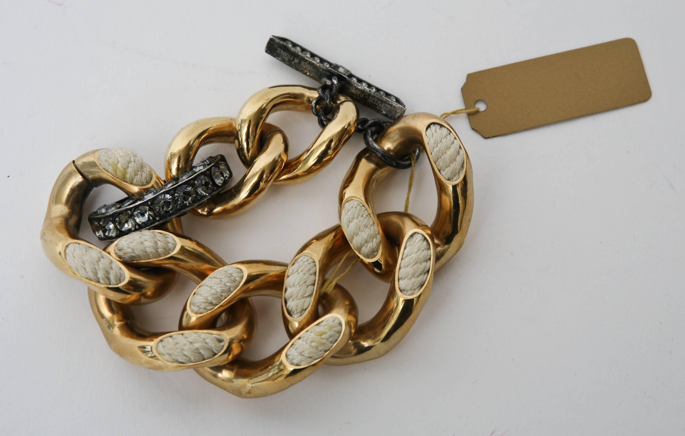Women's  Lanvin Albar Elbaz Gold Plate Resin and Swarovski Crystal Link Bracelet