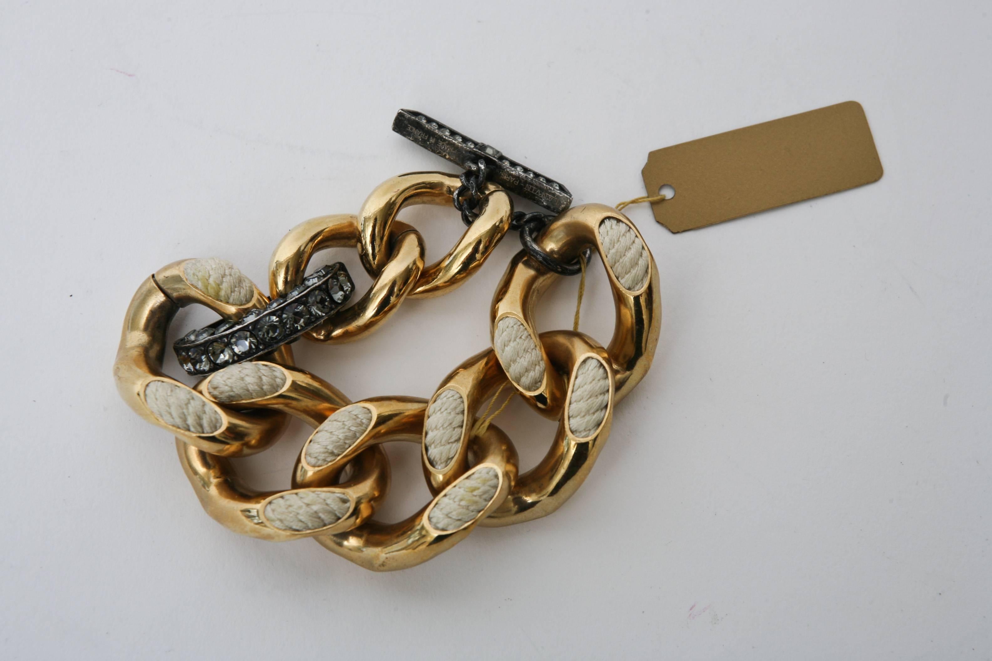 Modern  Lanvin Albar Elbaz Gold Plate Resin and Swarovski Crystal Link Bracelet