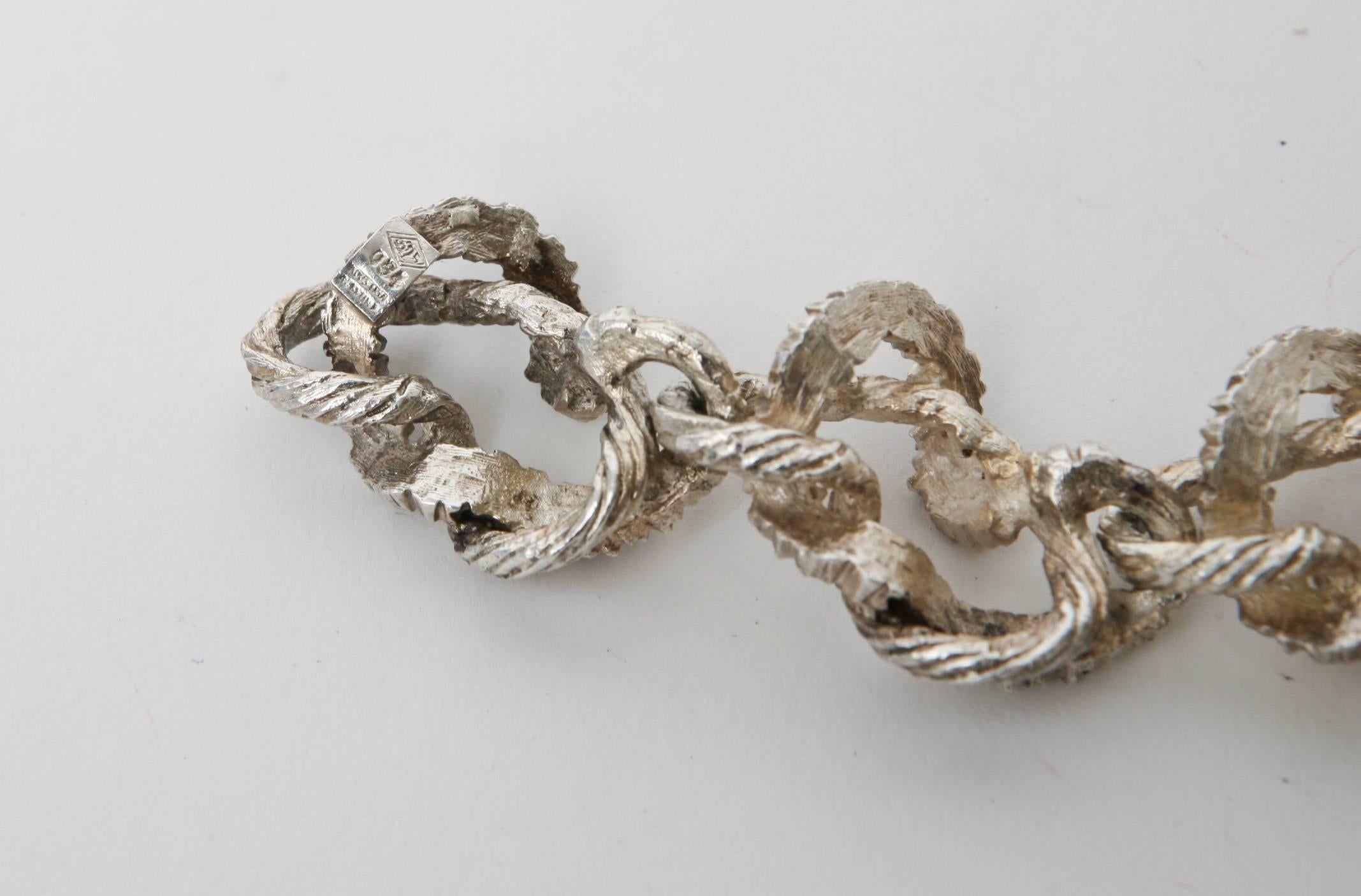  Sterling Silver Italian Hallmarked Link Bracelet Vintage  In Good Condition For Sale In North Miami, FL