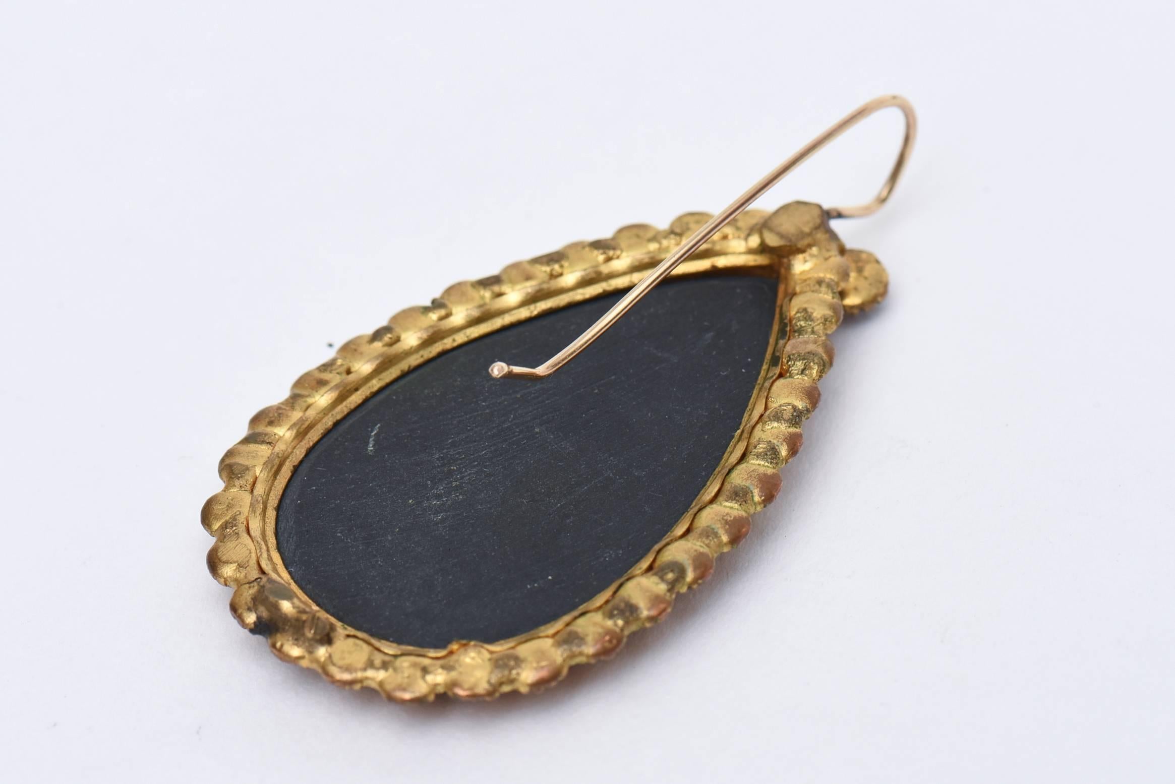 Women's  Inlay Agate, Quartz, Stone Garnets Dangle Drop Pierced Earrings Pair Of Vintage