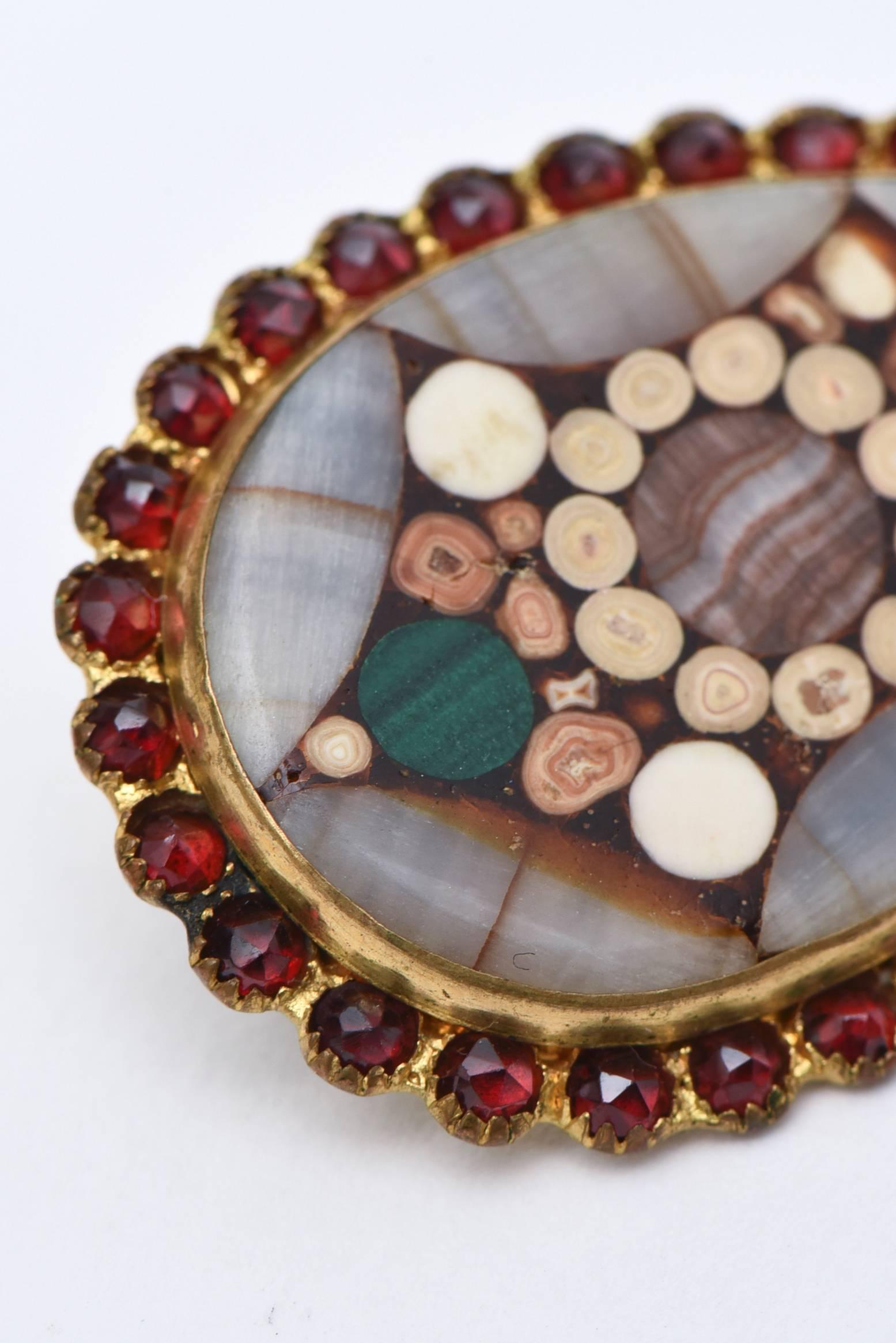 Asscher Cut  Inlay Agate, Quartz, Stone Garnets Dangle Drop Pierced Earrings Pair Of Vintage
