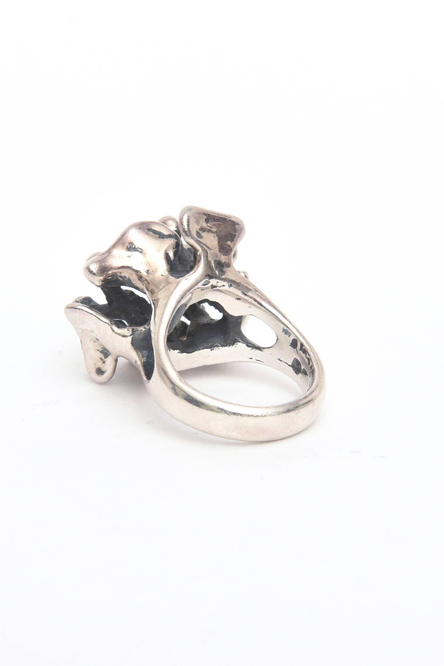 Modern  Sterling Silver Mateo Abstract Ring Vintage