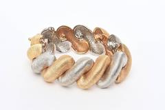 Castlecliff Vintage geflochtenes, gedrehtes, gedrehtes Metallarmband aus Gold und Silber, signiert