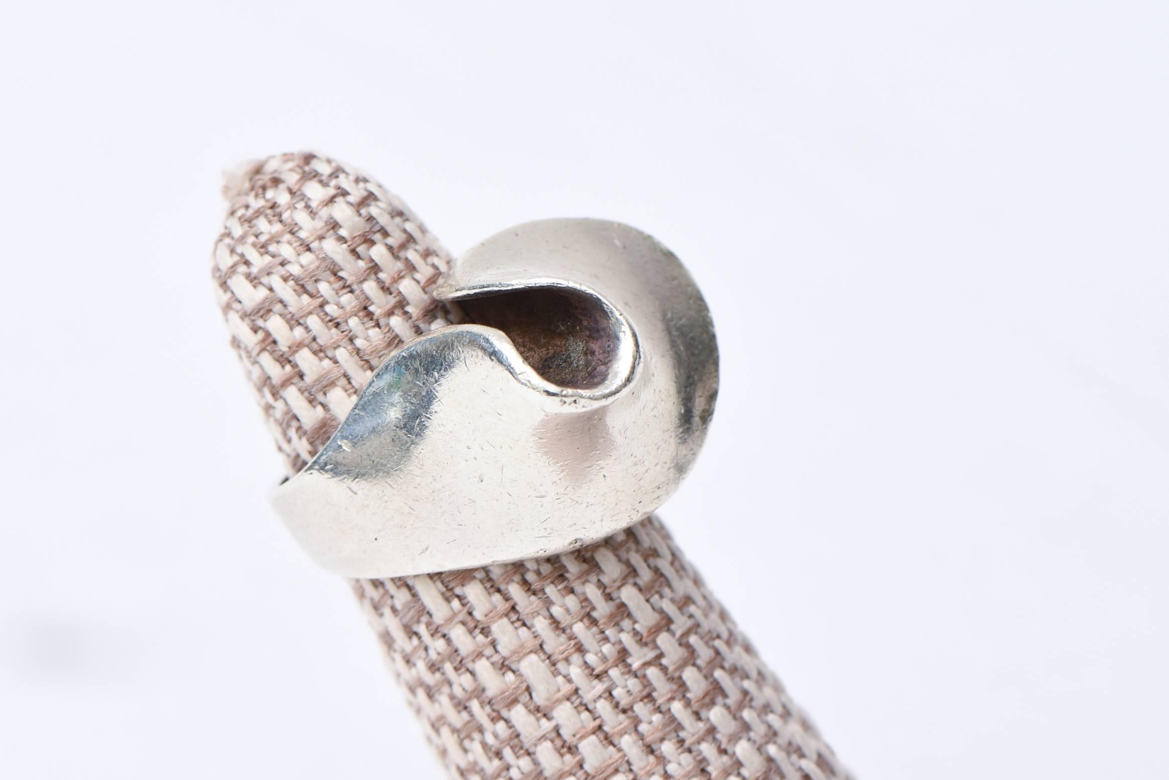 Sterling Silber Vintage Skulpturaler modernistischer Ring gestempelt im Angebot 4