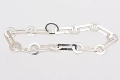 Sterling Silver Circle and Rectangle Modernist Link Chain Necklace