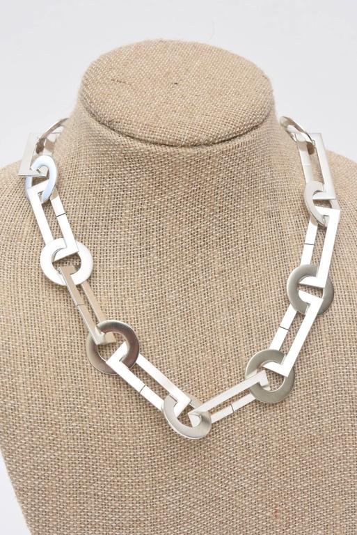 Sterling Silver Hallmarked Circle / Rectangle Modernist Link / Chain
