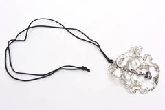 Sterling Silver Salvador Dali Style Sculptural Pendant Necklace Signed Vintage