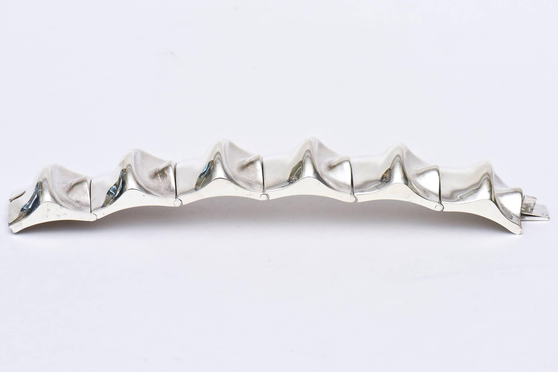  Sirokoro Finlande Bracelet manchette sculptural en argent sterling signé vintage Pour femmes en vente