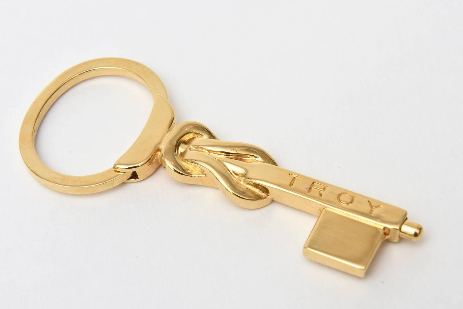Signed Gucci Gold Plated Key Chain For Sale at 1stdibs