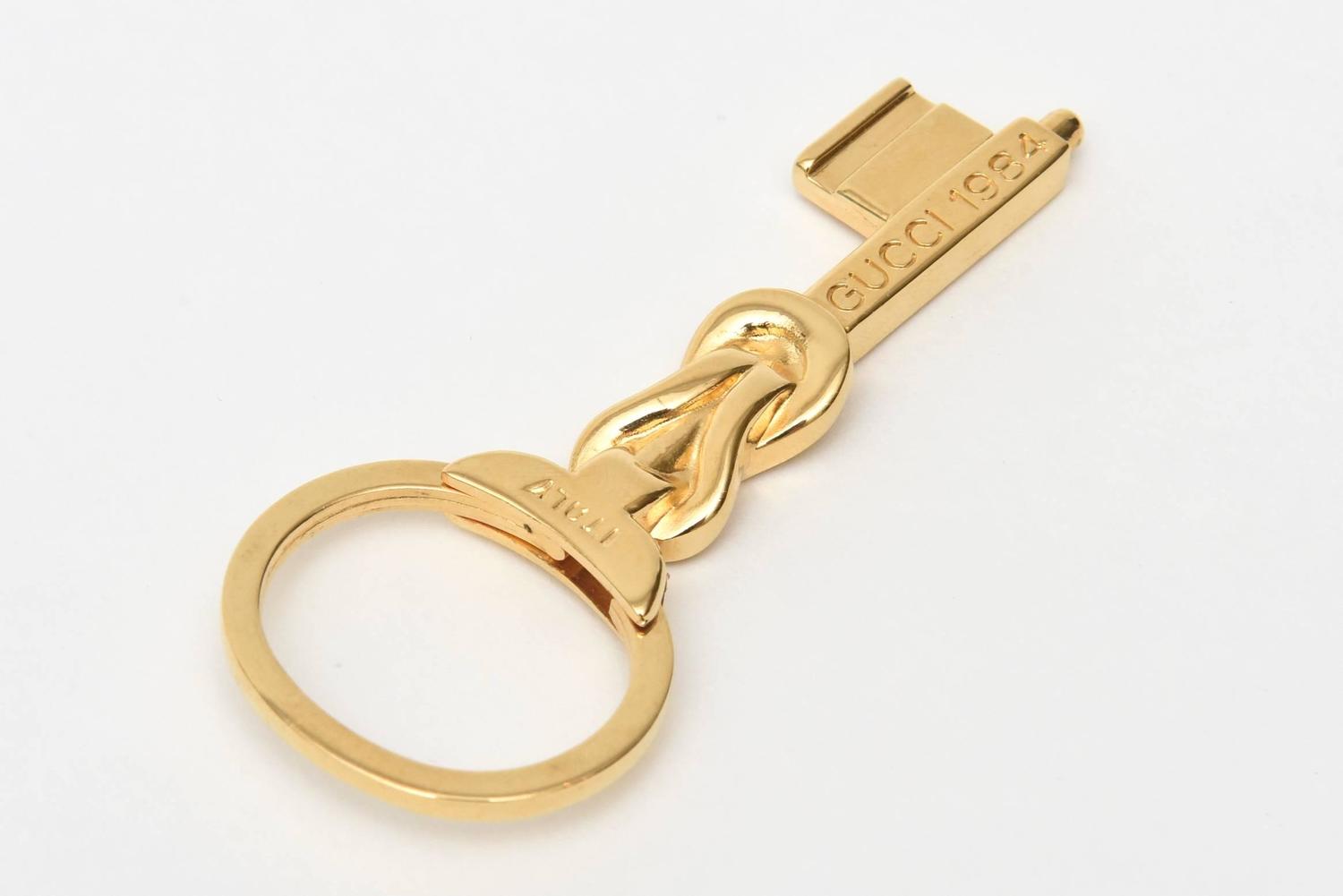 Signed Gucci Gold Plated Key Chain For Sale at 1stdibs