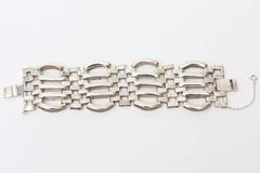 Sterling Silver Modernist Sculptural Link Cuff Bracelet Hallmarked Vintage