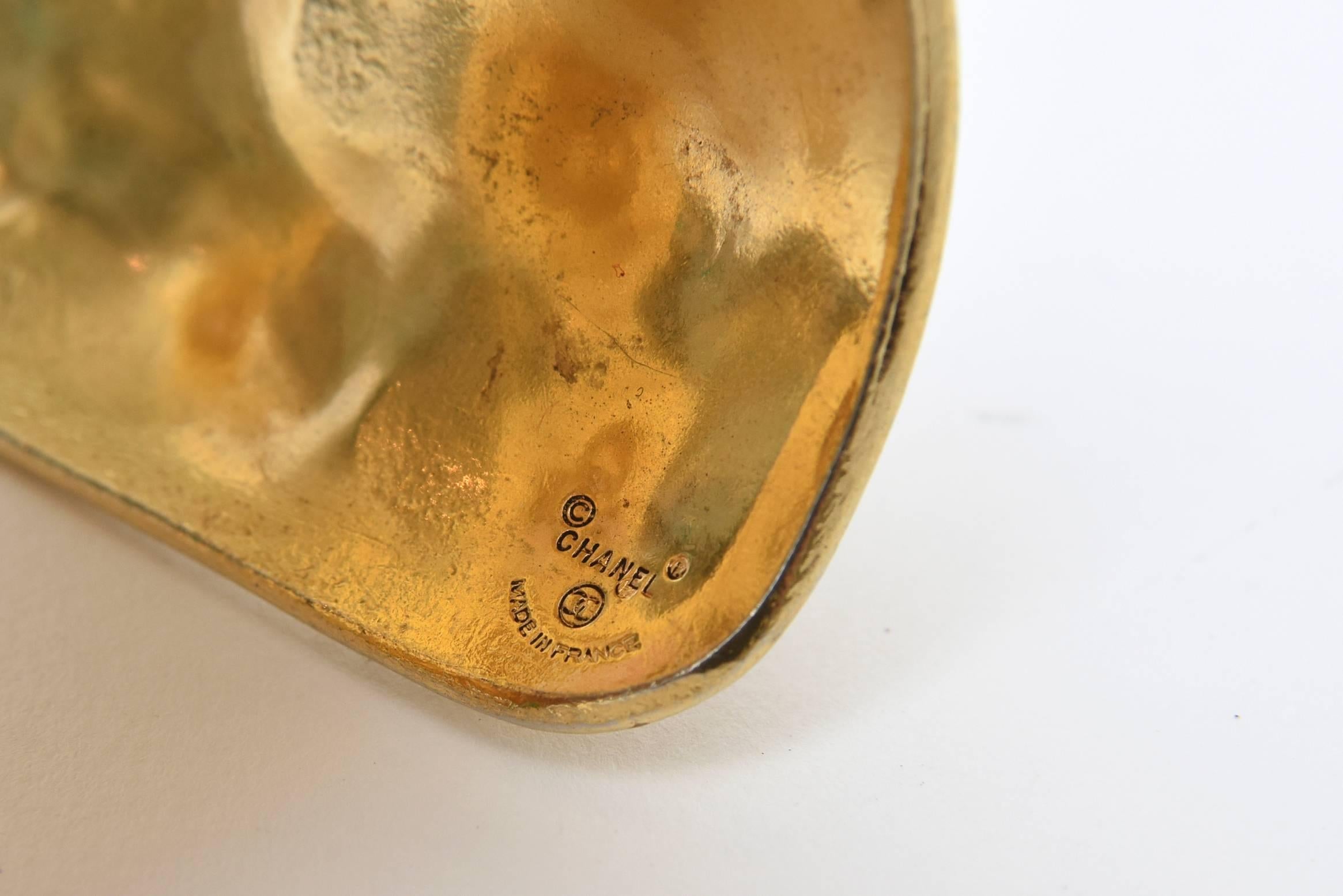 Chanel Gripoux Glass Cabochon & Rhinestone Gold Plated Cuff Bracelet  3