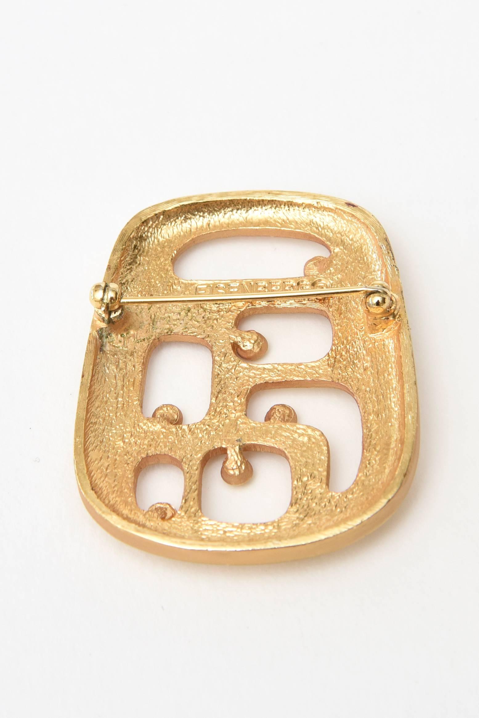 Eisenberg Gold Plated Modernist Abstract Pin Or Brooch In Good Condition For Sale In North Miami, FL