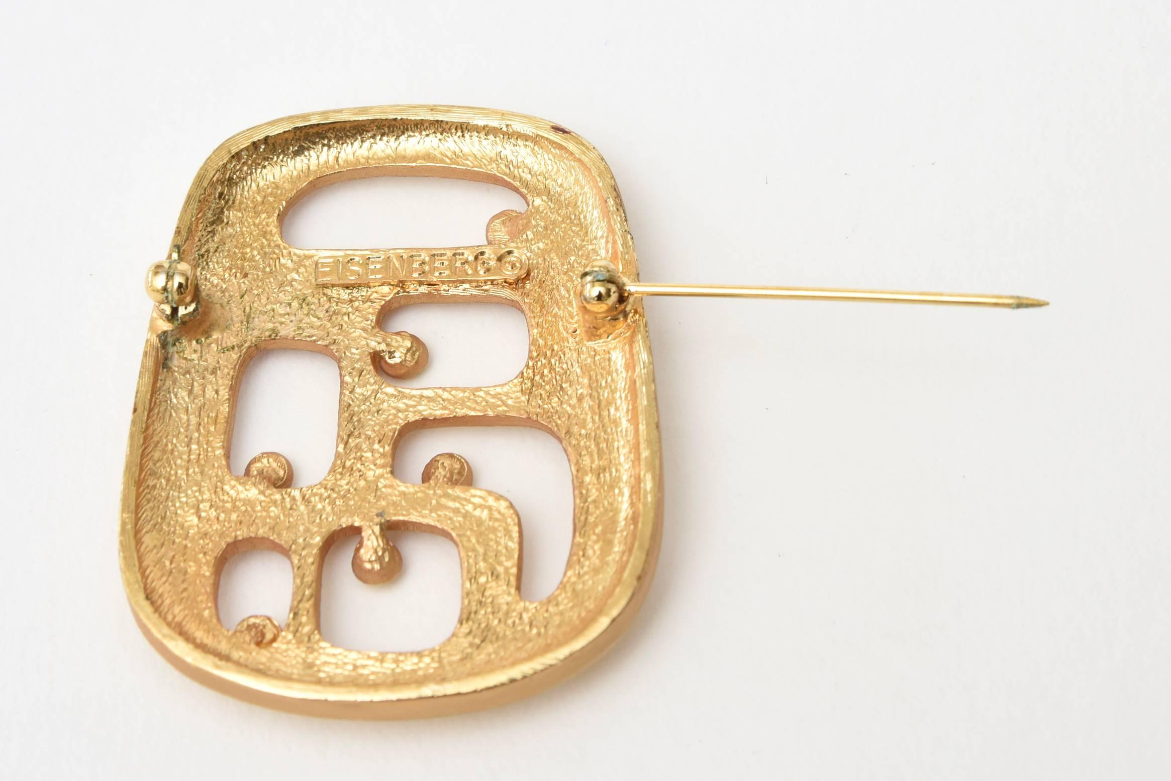 Women's Eisenberg Gold Plated Modernist Abstract Pin Or Brooch For Sale