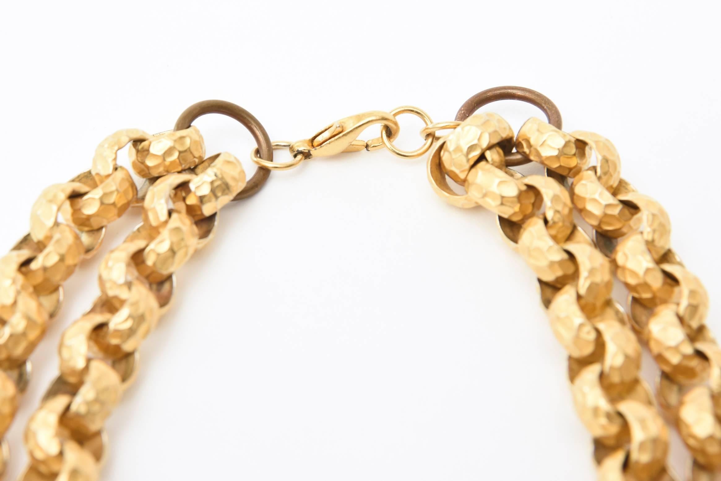 Modern Gold Plated Double Link Chain Necklace Vintage