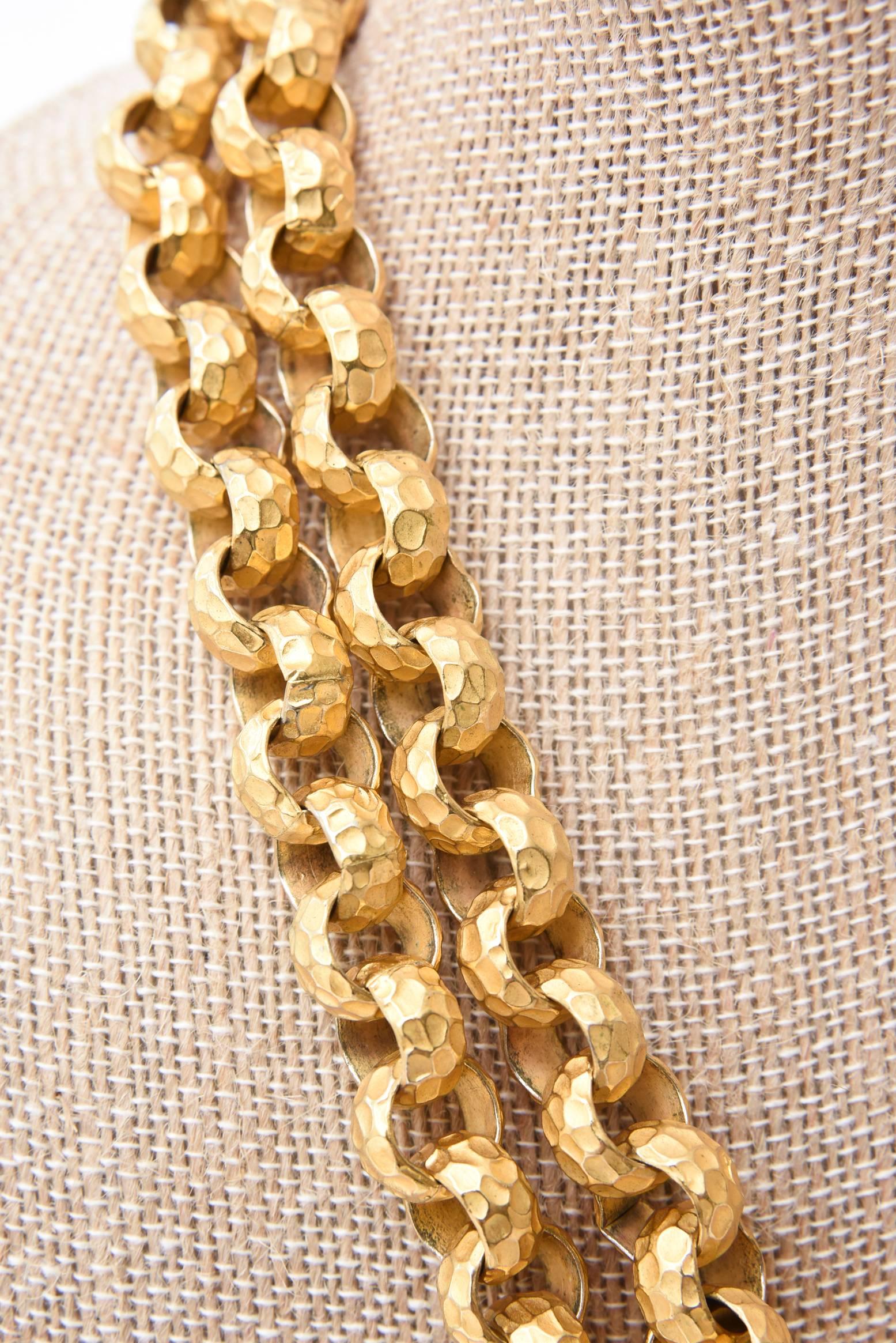 Women's Gold Plated Double Link Chain Necklace Vintage
