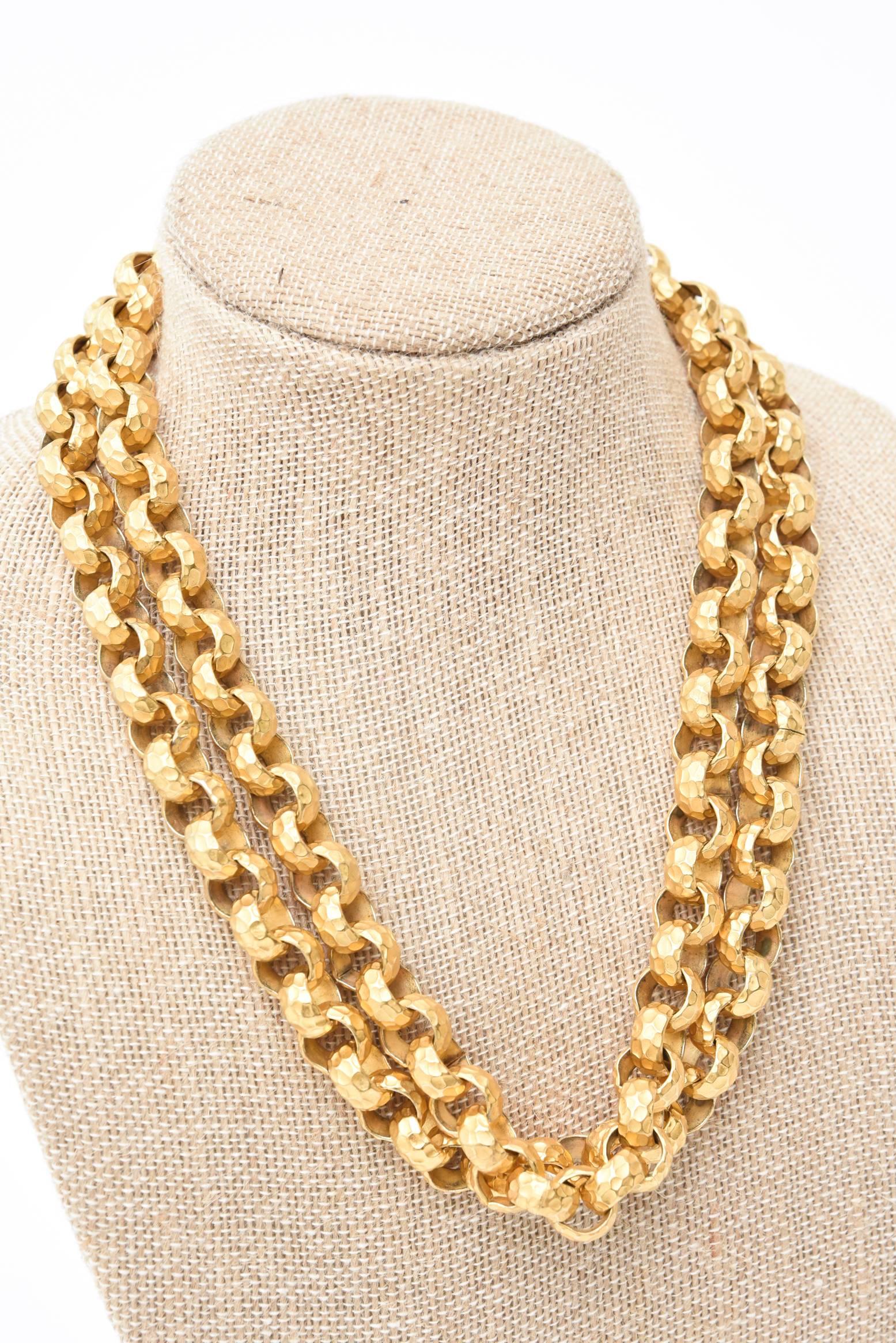 Gold Plated Double Link Chain Necklace Vintage 1