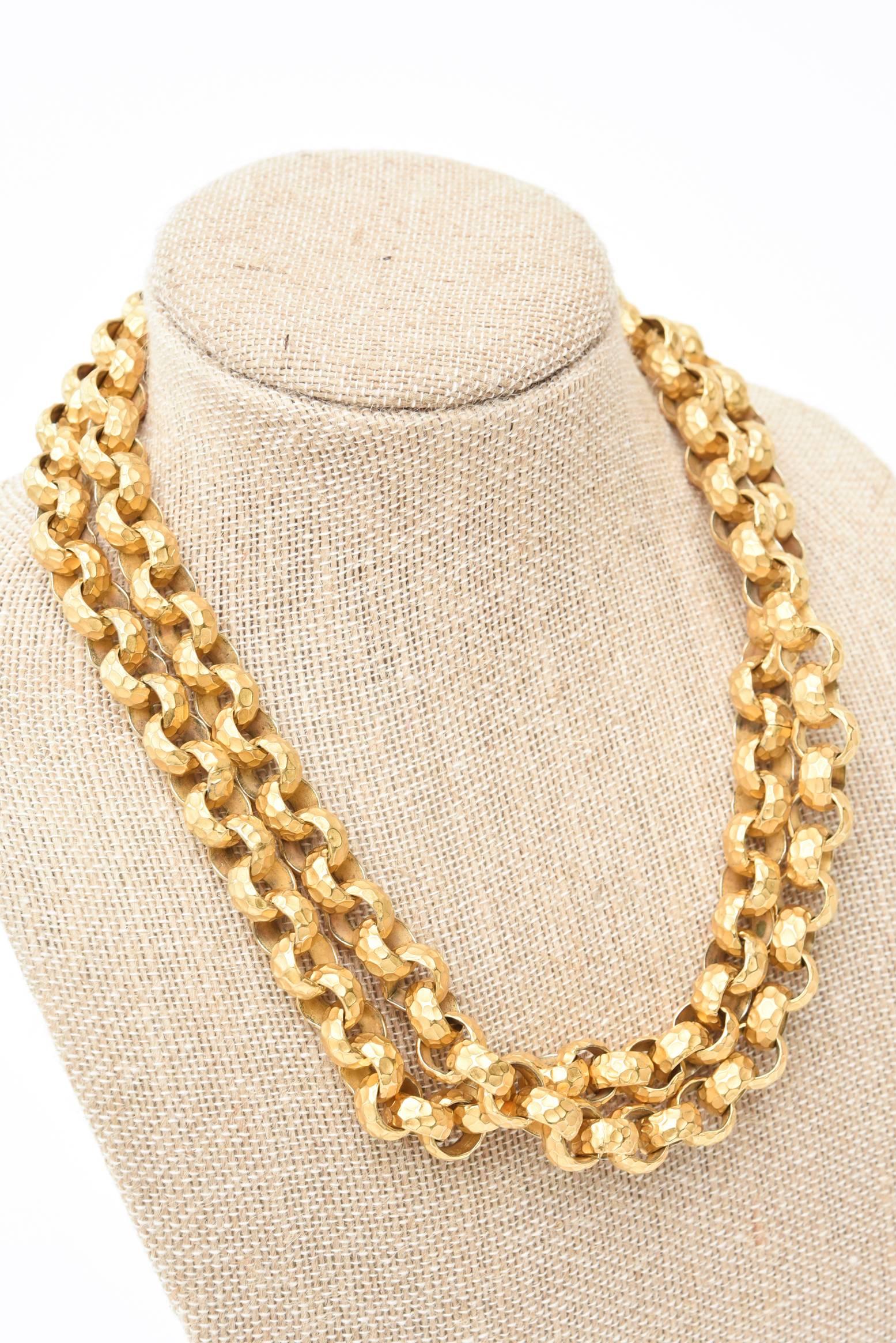 Gold Plated Double Link Chain Necklace Vintage 2