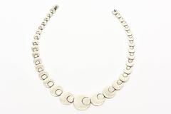 Vintage 1970's Mexican Sterling Silver Sculptural Geometric Link Necklace, 925