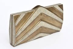 R&Y Augousti Vintage Shagreen and Brass Sculptural Clutch