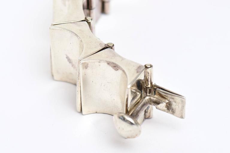 Sterling Silver Reticulated Link Sculptural Cuff Bracelet Vintage at ...