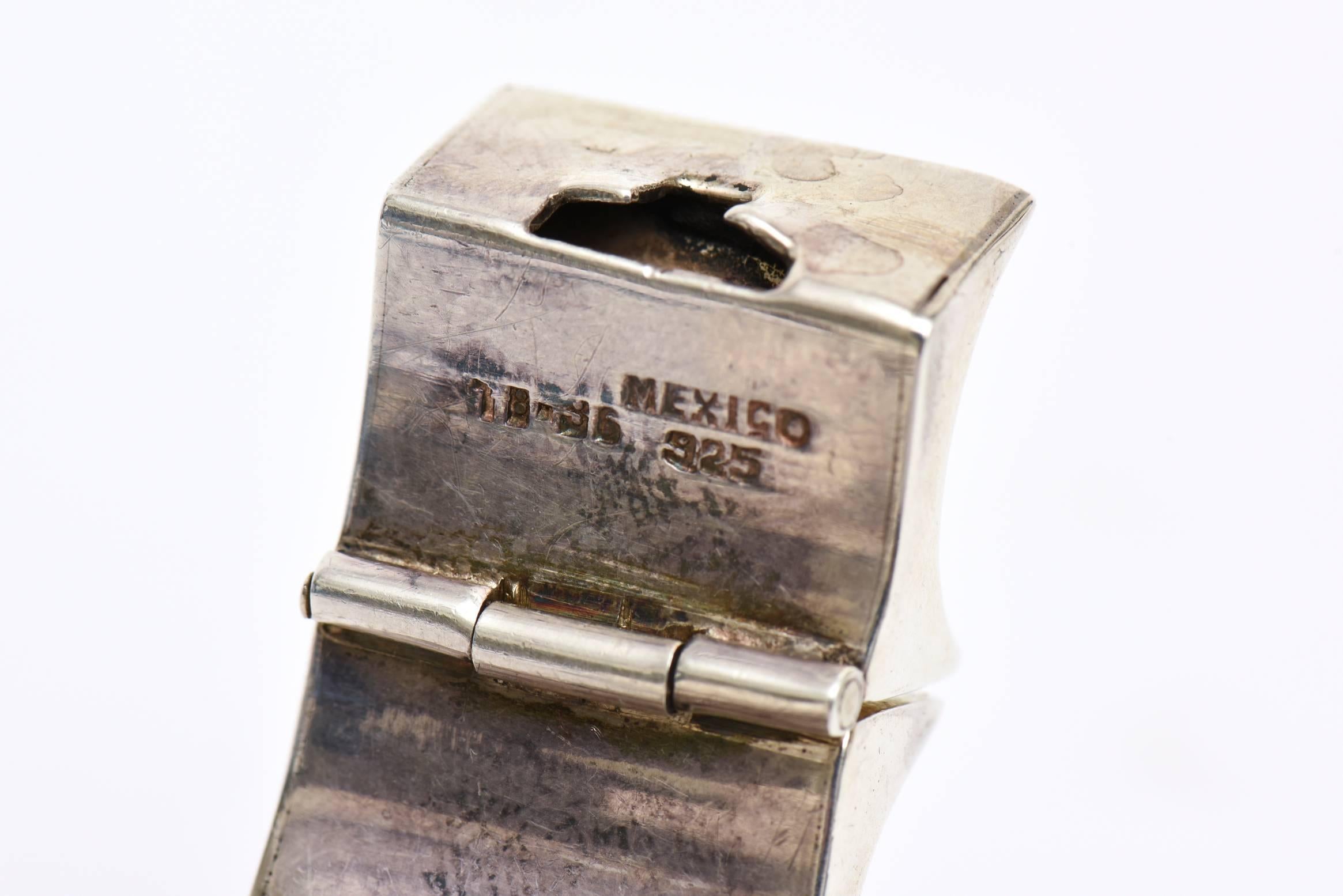  Sterling Silver Reticulated Link Sculptural Cuff Bracelet Vintage 5